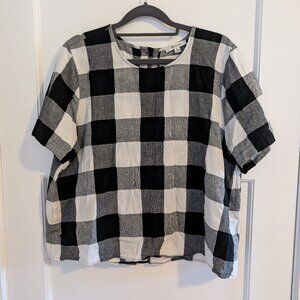 Madewell Gingham Crop Top with Button Back